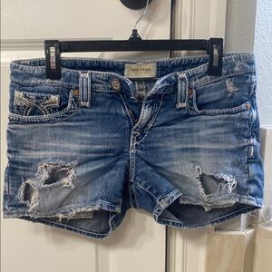 Big Star Blue Jean Shorts with Distressed Vintage Look
